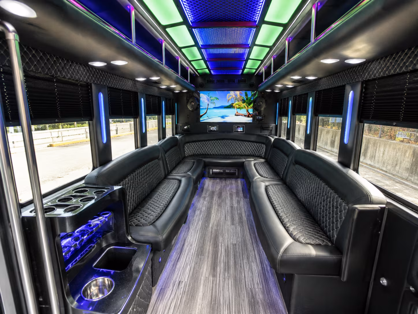 scranton 18 passenger party bus inside