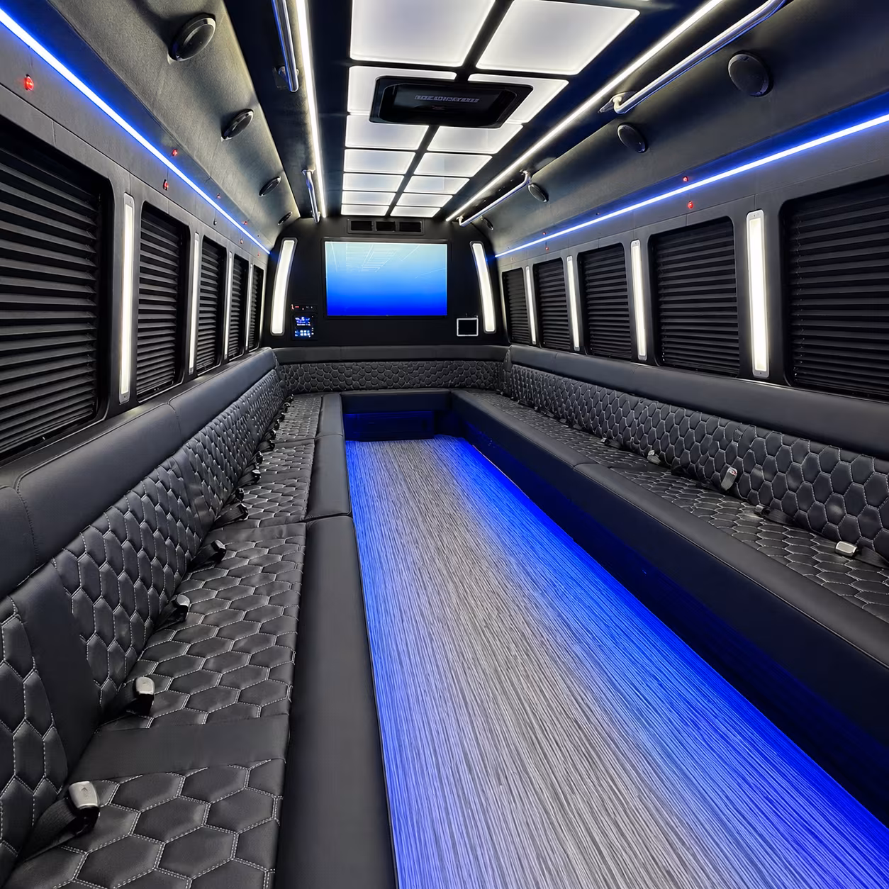 scranton 50 passenger party bus inside